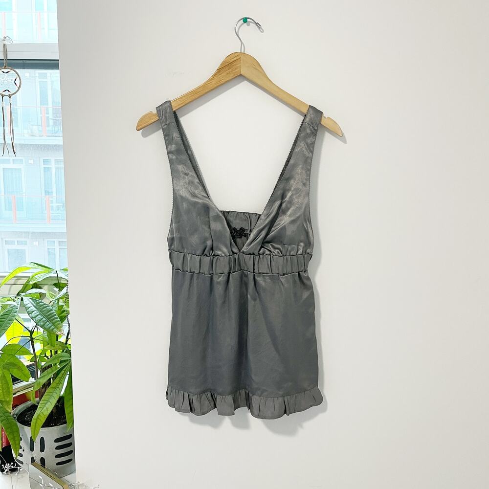 NEW Forever 21 Gray Silky Babydoll Tank Size Small